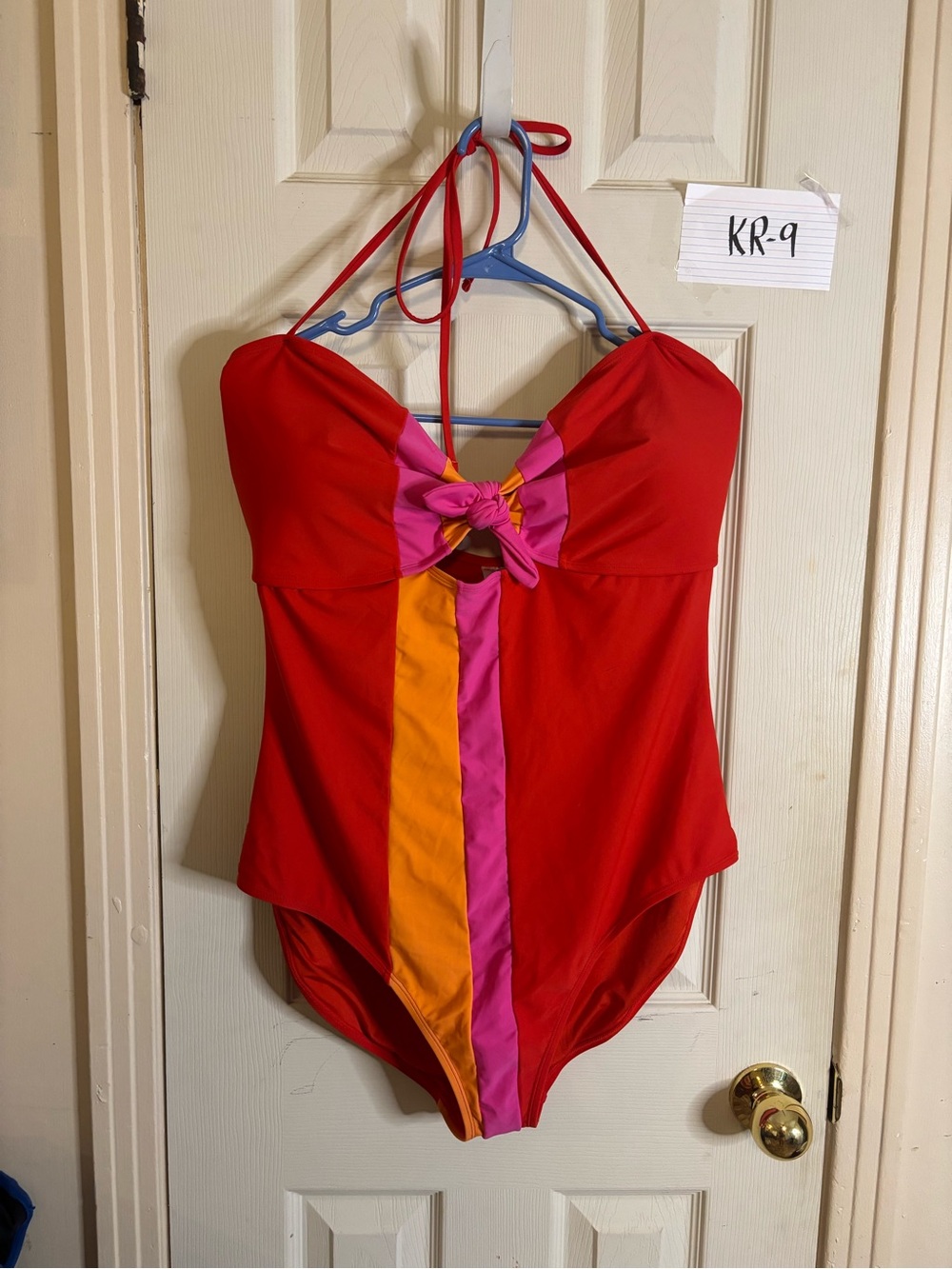 white birch Red One-Piece Swimsuit with Pink & Orange Accent